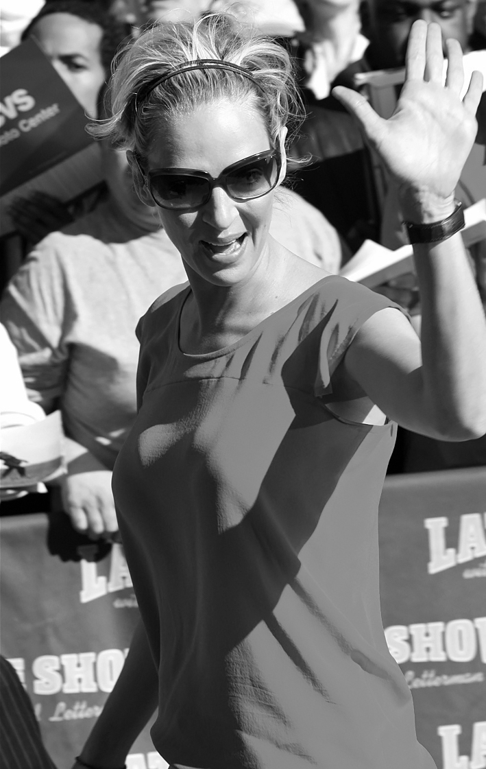 Uma Thurmon attending the Letterman Late Show, New York, April 2008 Uma Thurman