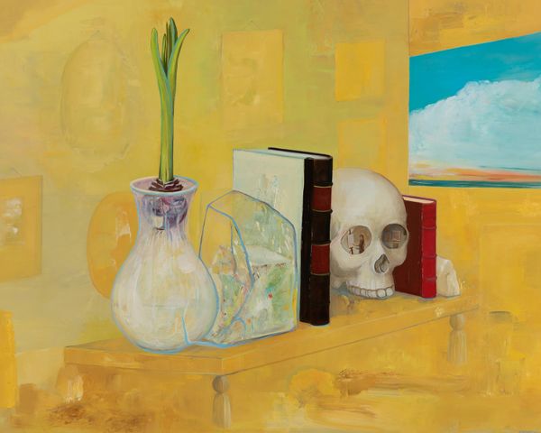 The Shelf in the Yellow Room, 2020, oil on panel, 16 x 20 in / 40.64 x 50.8 cm The Shelf in the Yellow Room