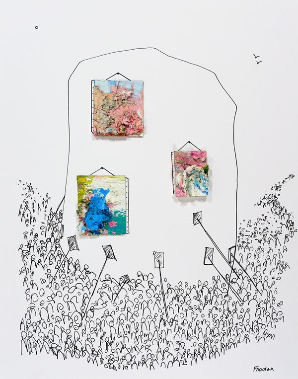 mixed media on paper 14 x 11 in / 35.56 x 27.94 cm Pilgrimage #2