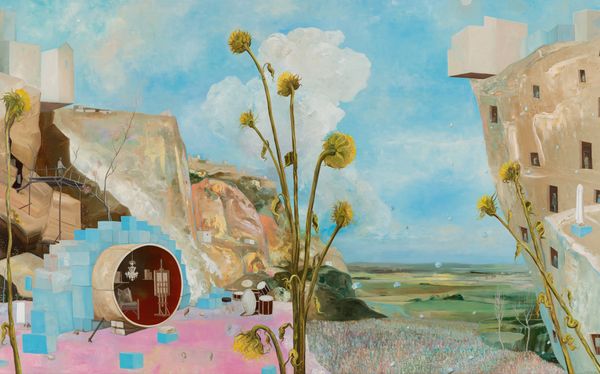The Procession to Hear the Hermit's Song, 2020, oil on linen, 39 1/4 x 63 1/2 inches 99.7 x 161.3 cm The Procession to Hear the Hermit's Song