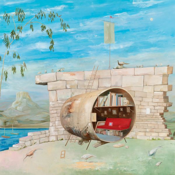 House of the Cynic Painter (Diogenes), 2020, oil on linen, 39 x 39 in / 99.06 x 99.06 cm House of the Cynic Painter (Diogenes)