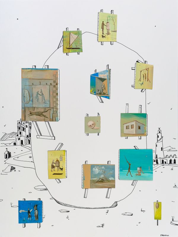 mixed media on paper 24 x 18 in / 60.96 x 45.72 cm Hermit Painter's Retrospective Exhibition #2