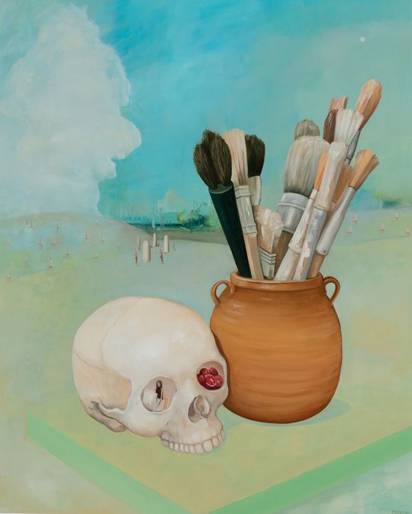 Plein Air, Still Life on the Green, 2020, oil on panel, 20 x 16 in / 50.8 x 40.64 cm Plein Air, Still Life on the Green