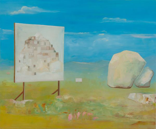 oil on panel 16.5 x 20 in / 41.6 x 50.8 cm Billboard for Dystopian Timeshare