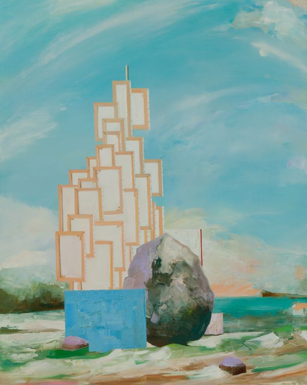 oil on panel 20 x 16 in / 50.8 x 40.64 cm Metaphysical Encounter with the Painter's Studio #1