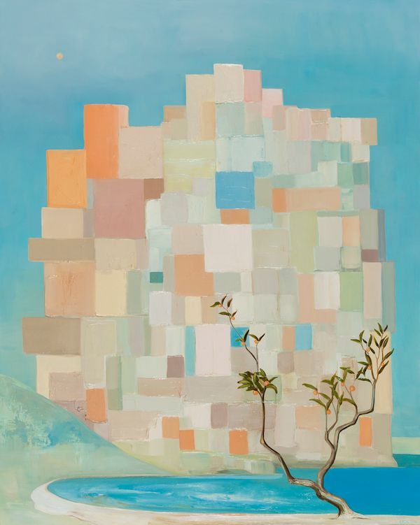 oil on panel 20 x 16 in / 50.8 x 40.64 cm Metropolis at the Rivers Mouth