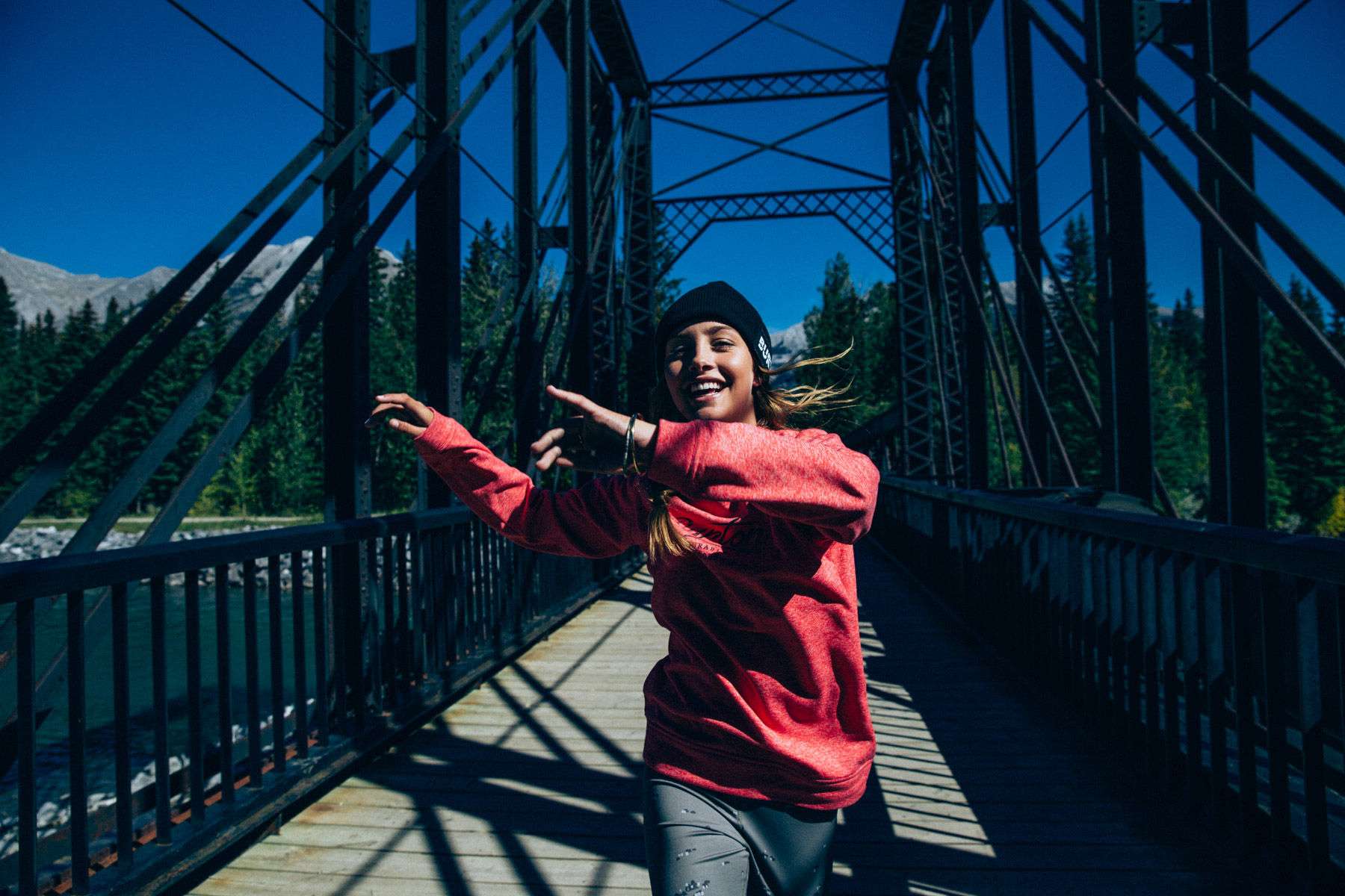 Campaign shoot for Burton Snowboards 2016 Fall/ Winter line. Shot in Banff Alberta with Danny Davis, Melrose Boyer, Werni Stock, Tammara Diaz, Mark Sollors. Shot by Gabe LHeureux. Melrose Boyer, Bridge Dance, Banff