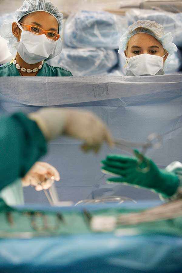 Observing surgery.
