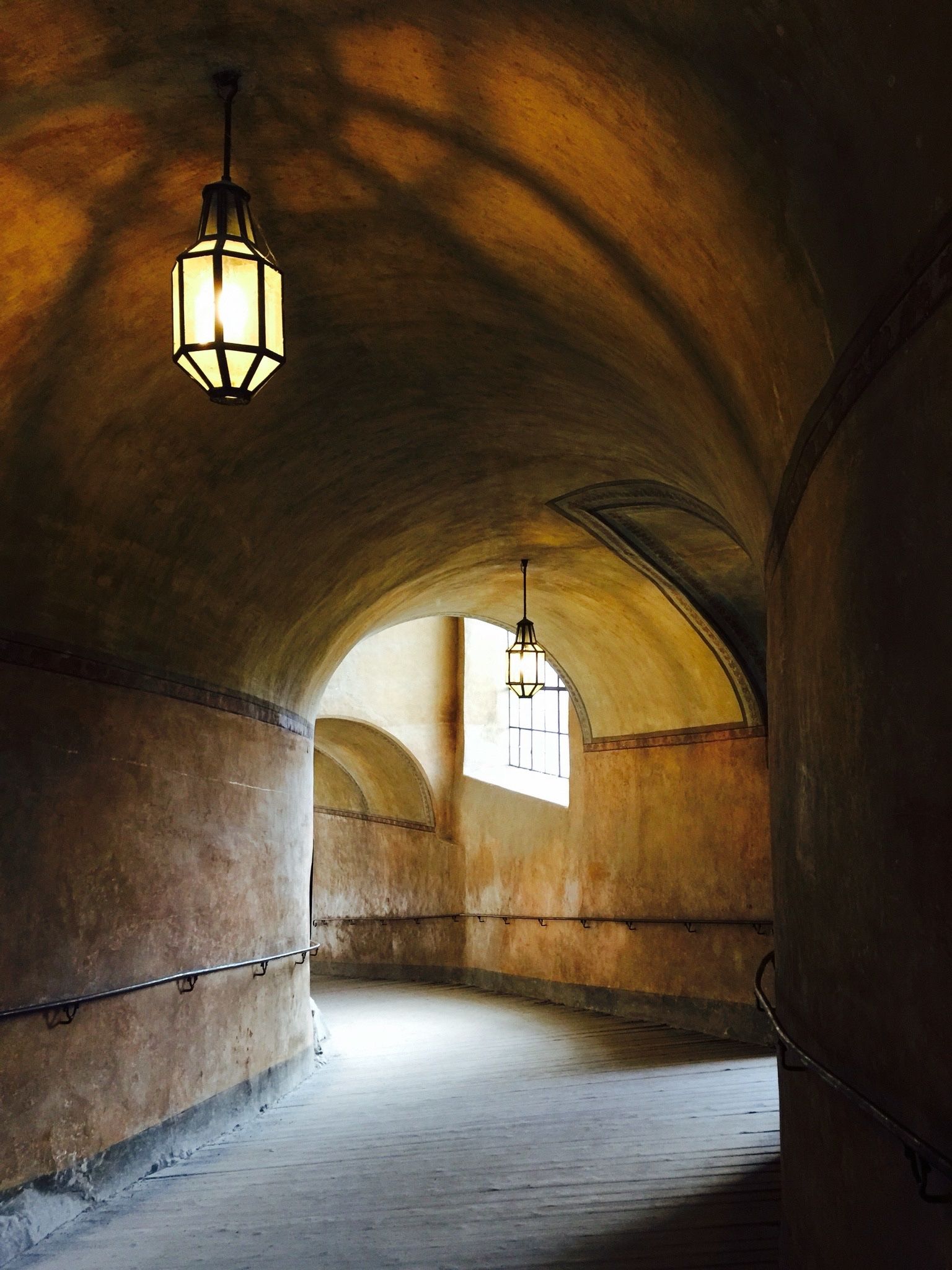 Hallway of golden light