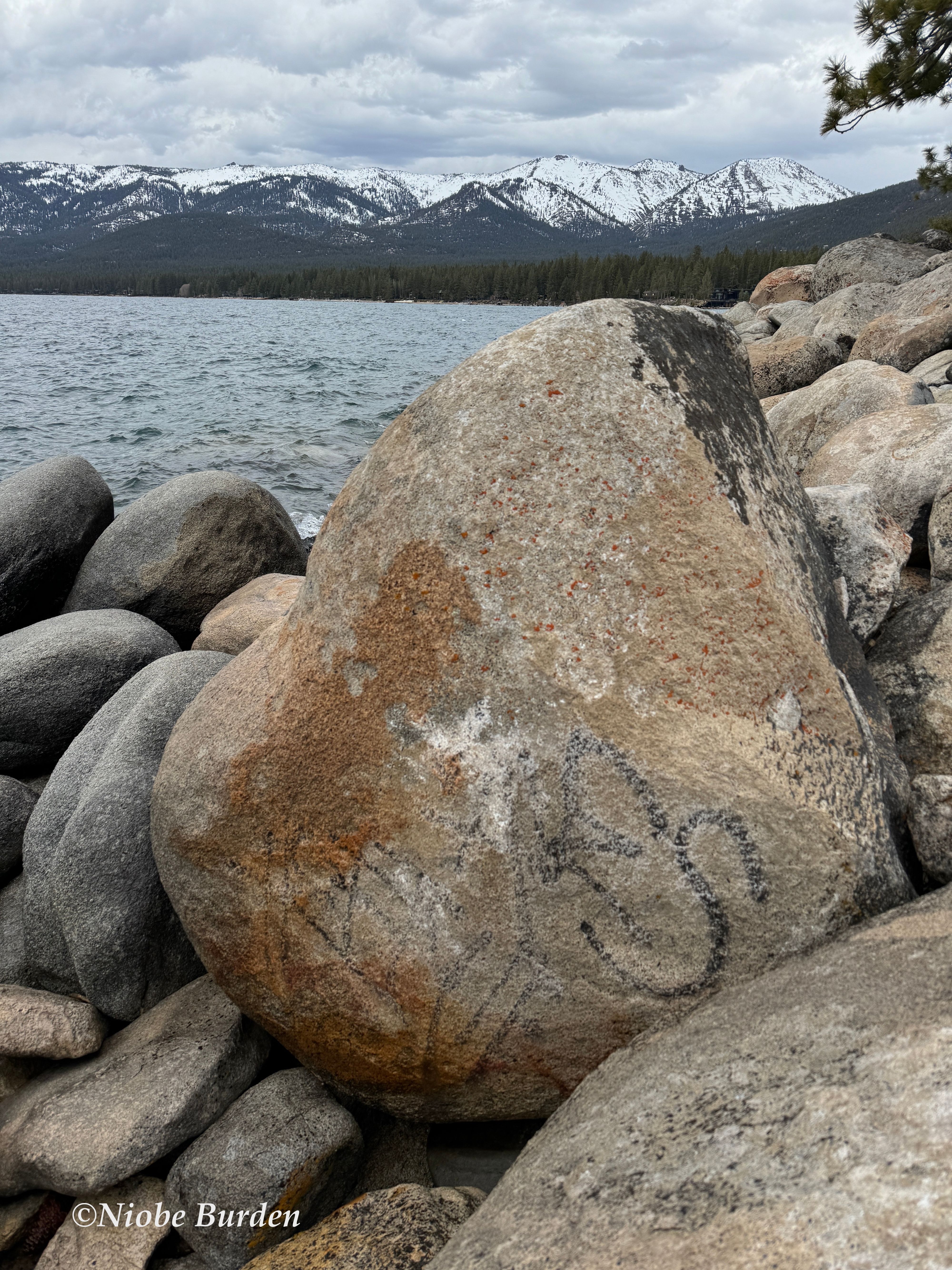 Graffiti mars the beauty of Lake Tahoe shoreline