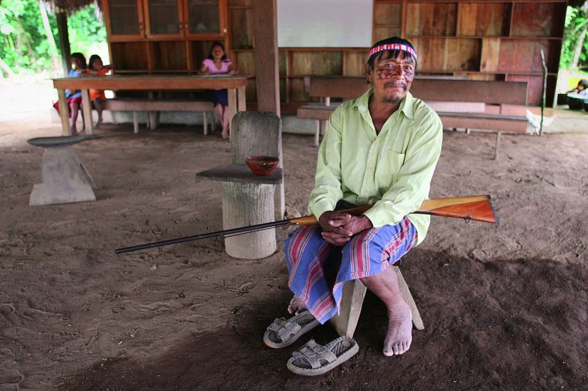 Felipe Tentets, elected leader of the Achuar village of Sharamentza.