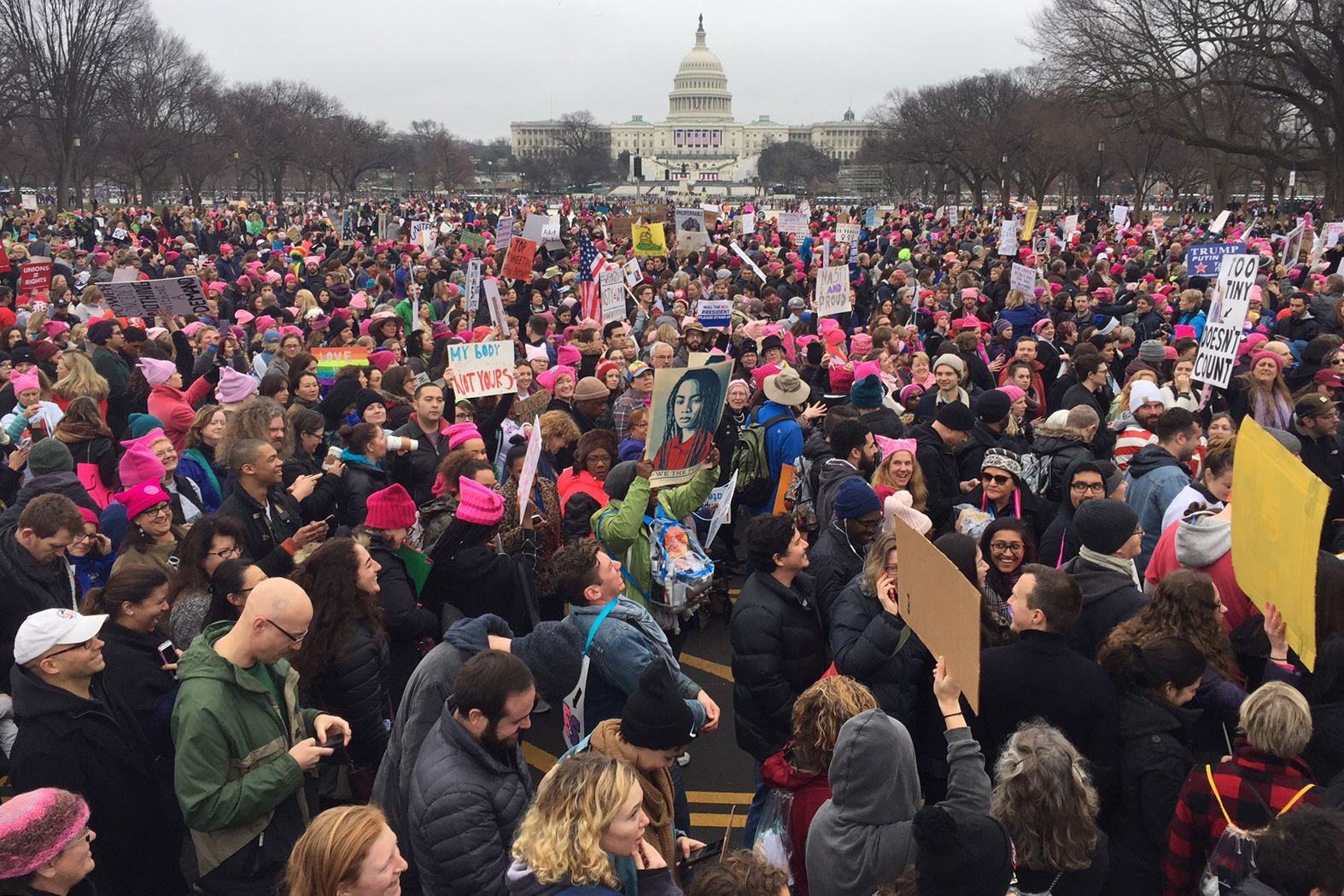 Demonstrators protest on the National Mall in Washington, DC, for the Women's March on January 21, 2017. KH1K4.jpg