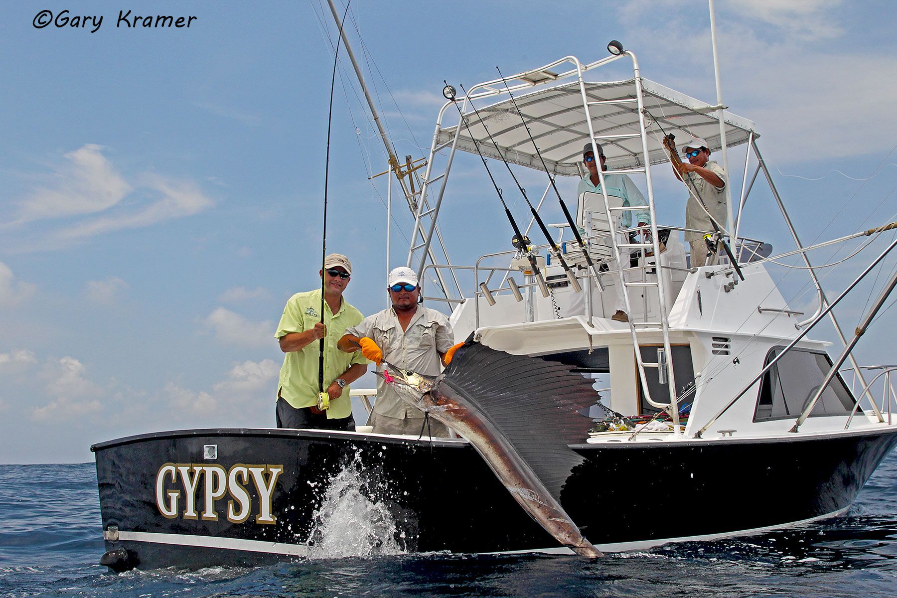 Flyfisherman/deck hand w/Sailfish, Guatemala - NFSaf#071d