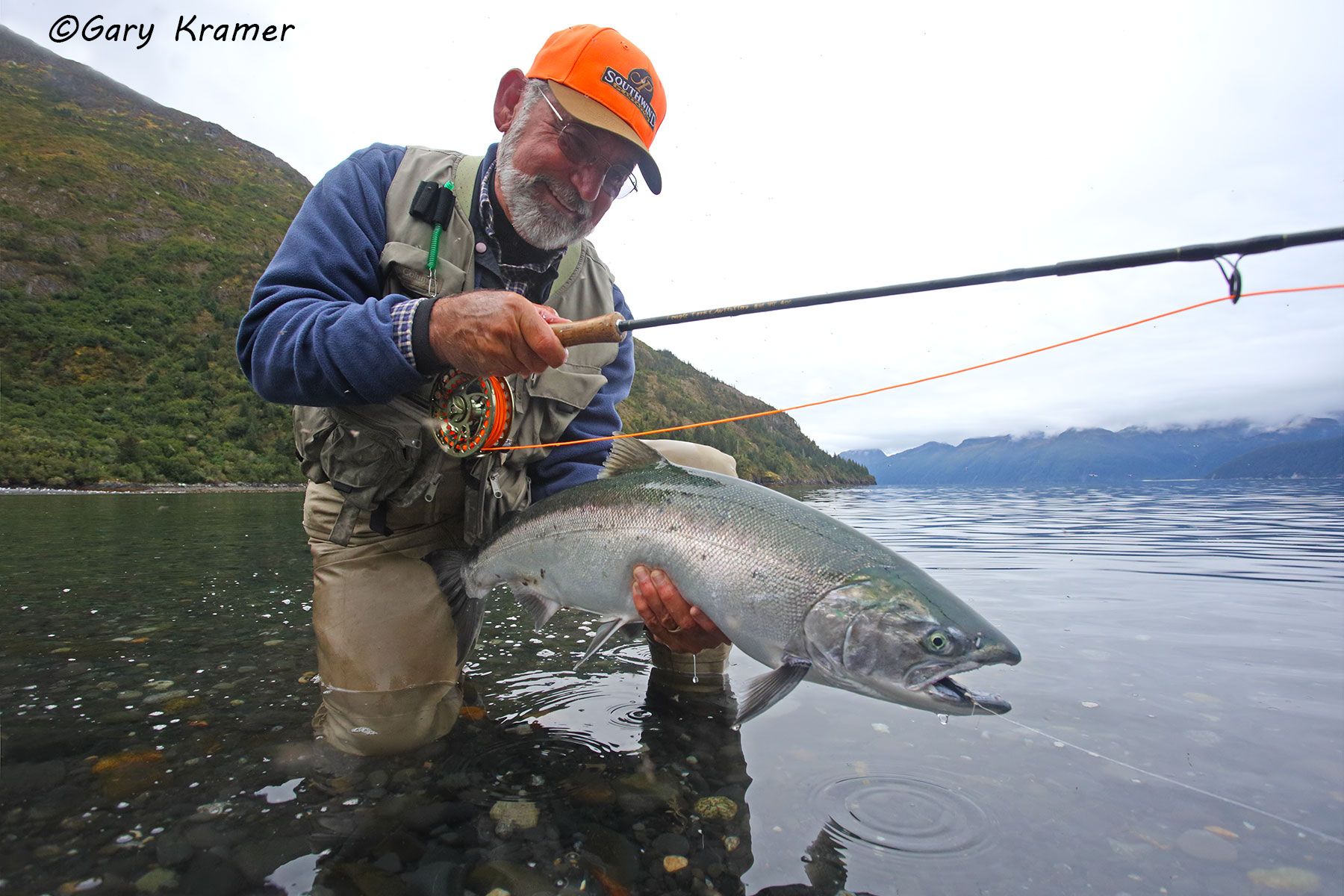 Flyfisherman (Dan Hacker) w/Silver Salmon - NFASw#156d