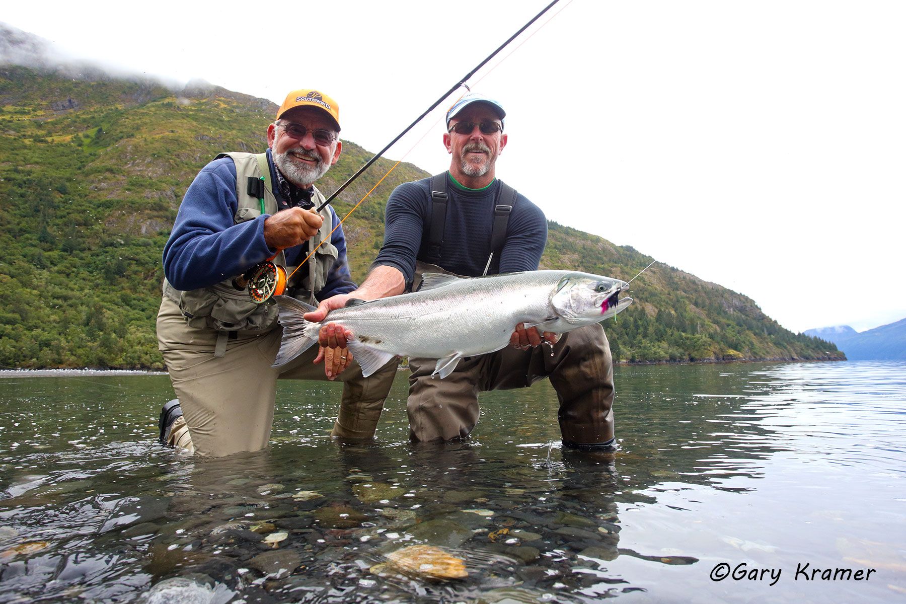 Flyfisherman (Dan Hacker) and guide (Bob Ledda) w/Silver Salmon- NFASwg#003d.jpg