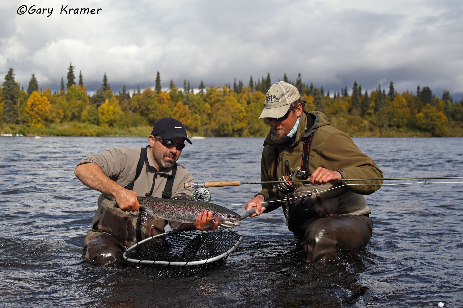 Flyfisherman (Tony Media) and guide (Adam Francesschini) w/Rainbow Trout - NFTRa#001d