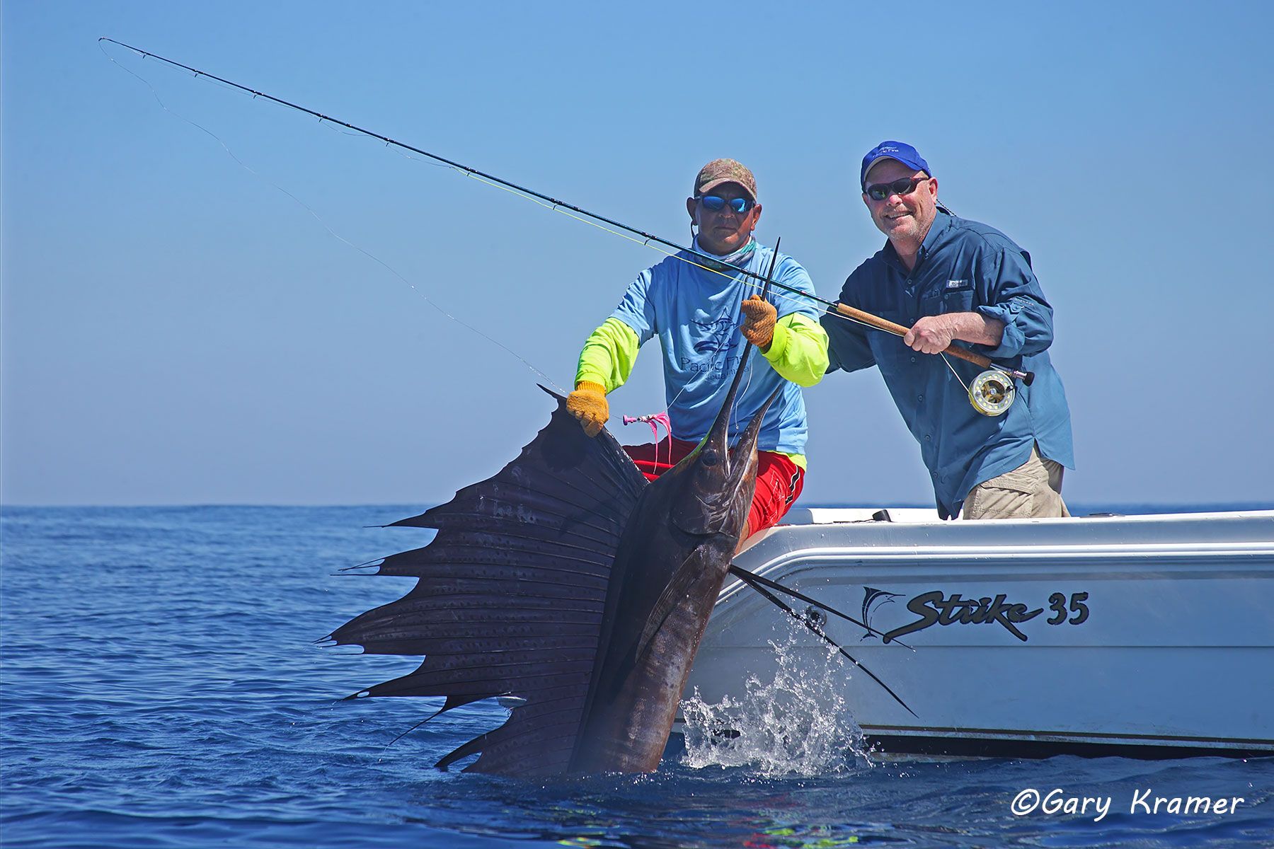 Flyfisherman/deck hand w/Sailfish, Guatemala - NFSfb#053d
