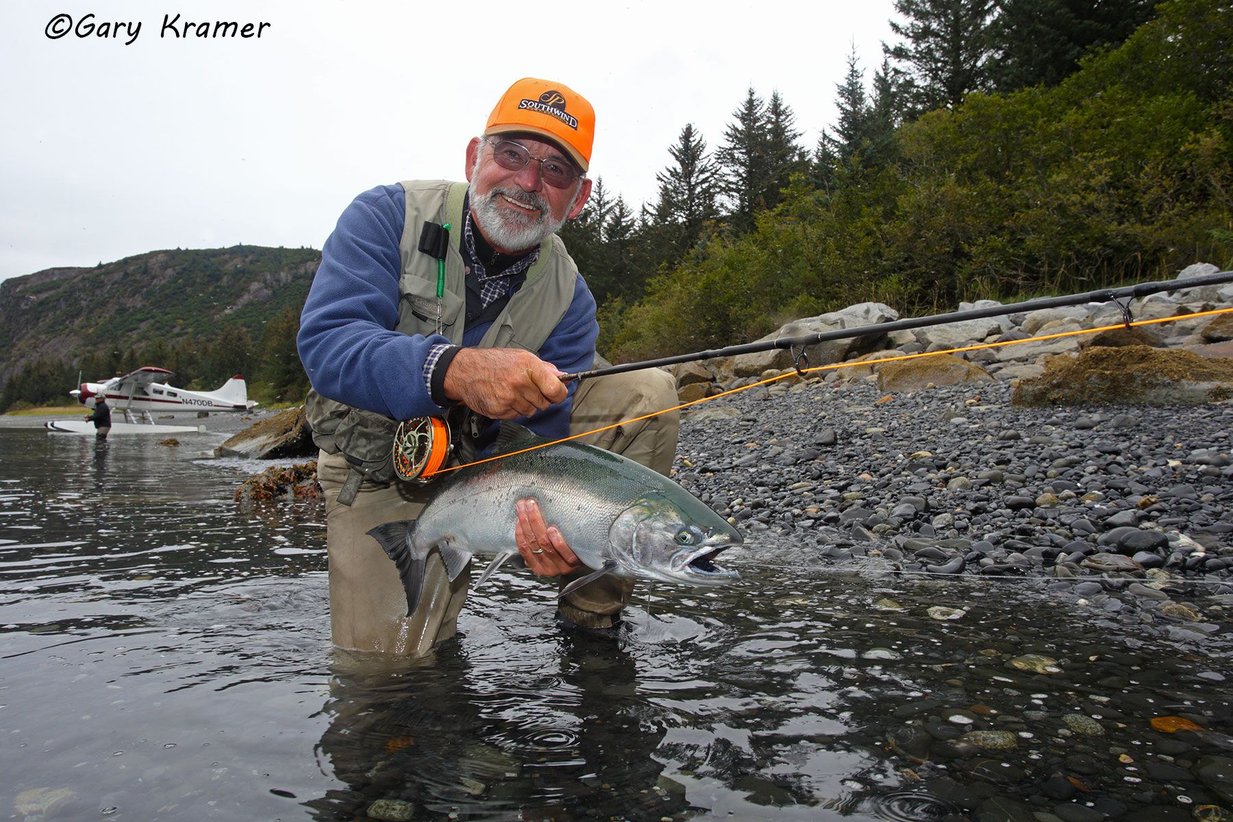Flyfisherman  w/Silver Salmon - NFASw#163d