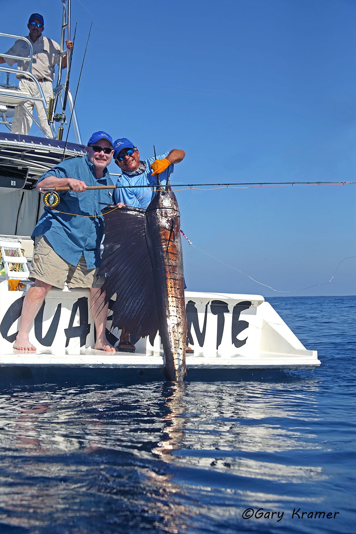 Flyfisherman/deck hand w/Sailfish, Guatemala - NFSfb#046d