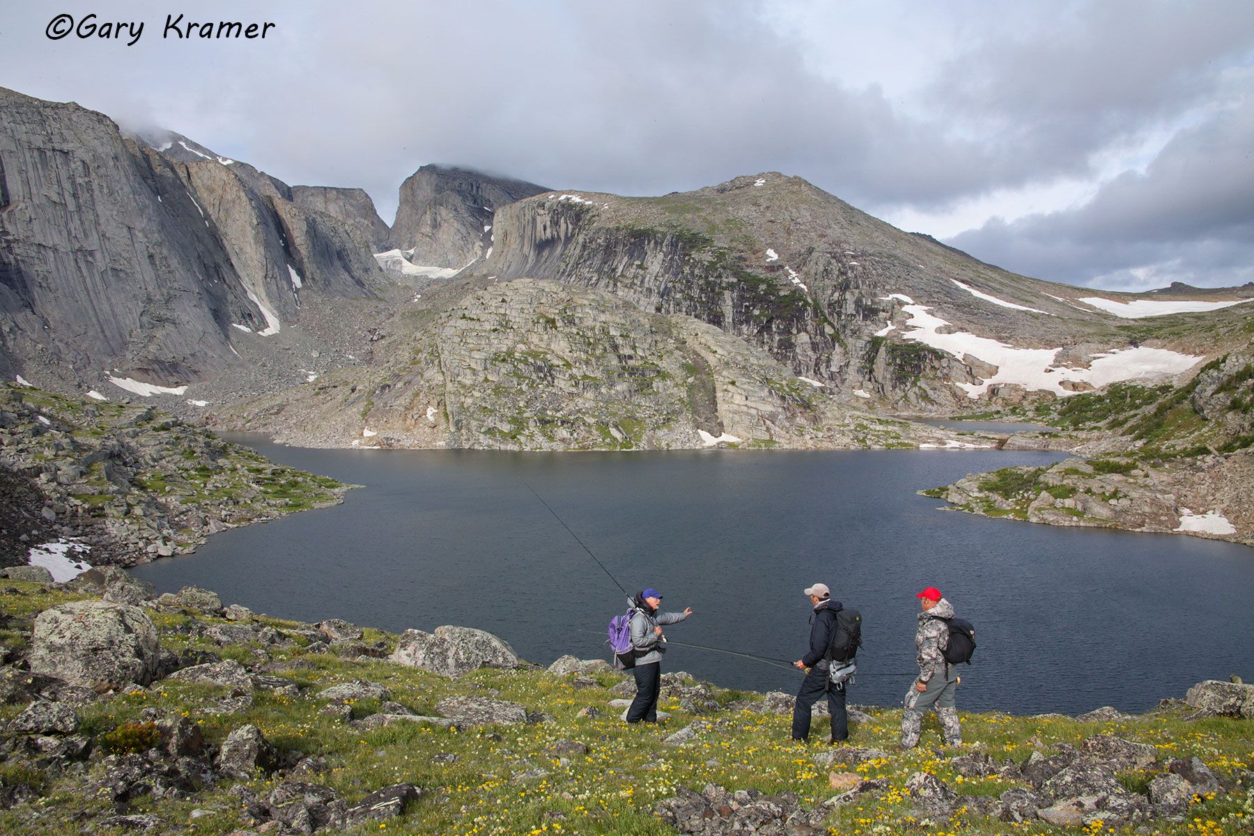 Flyfishermen overlooking Alpine Lake, Wyoming - NFTARm#018d