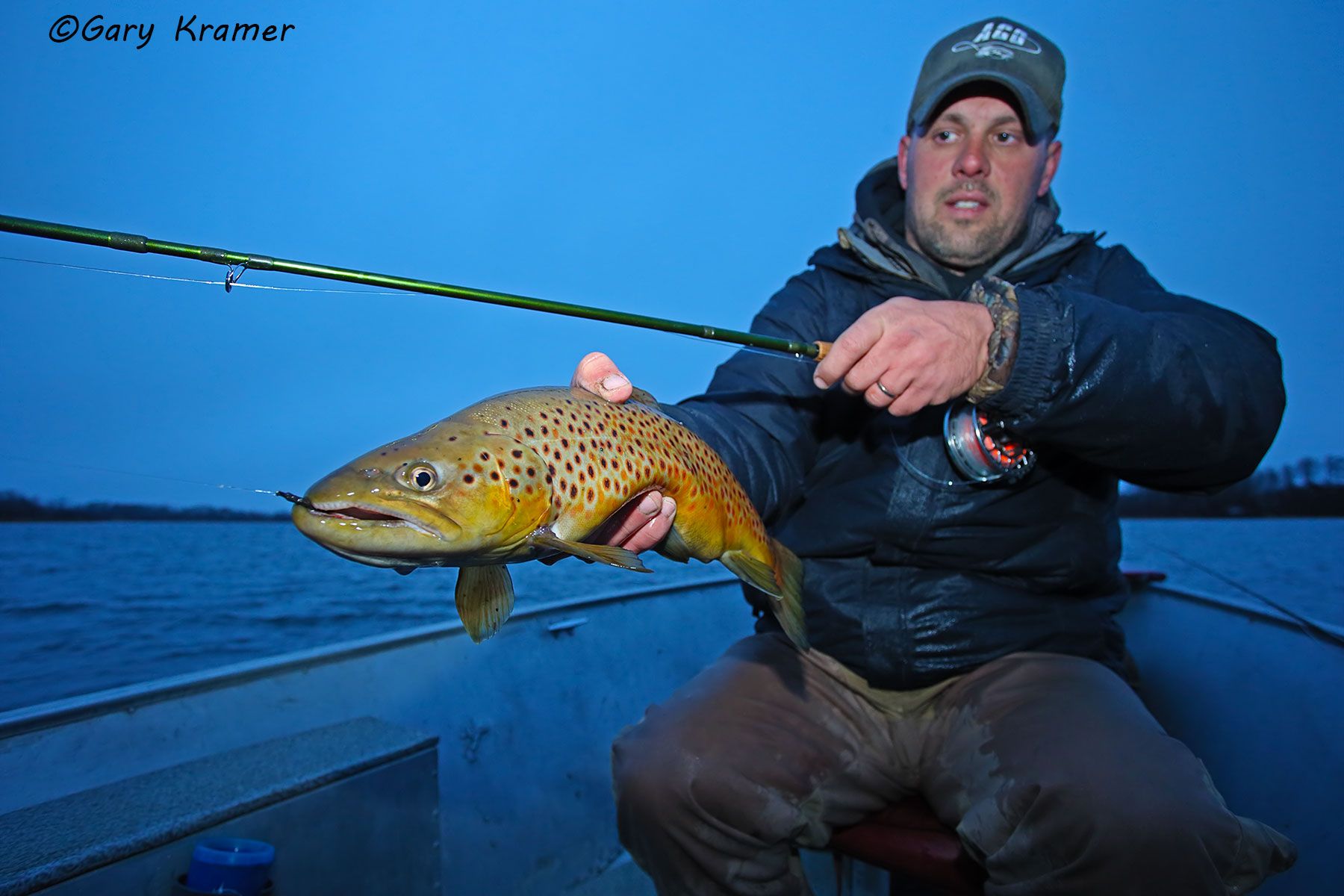 Flyfisherman (Ryan Suffron) w/Brown Trout - NFTBw#118d