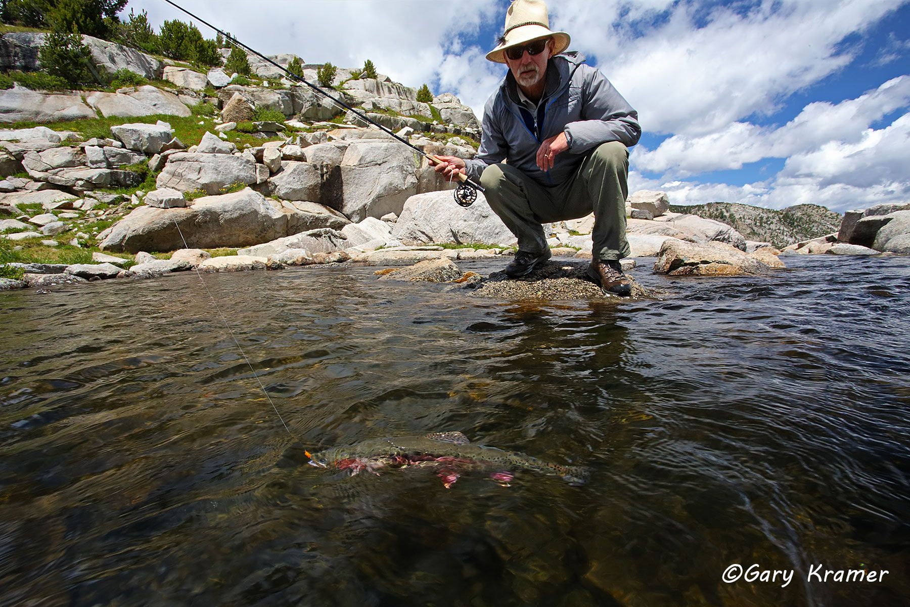 Flyfisherman fighting Golden Trout - NFTGff#070d