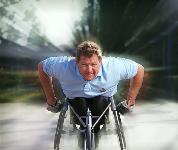 Wheelchair road racing champion and sport wheelchair designer Jim Knaub
