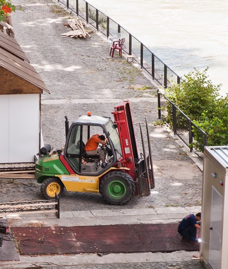 Sleeping Italian construction driver during work hours.