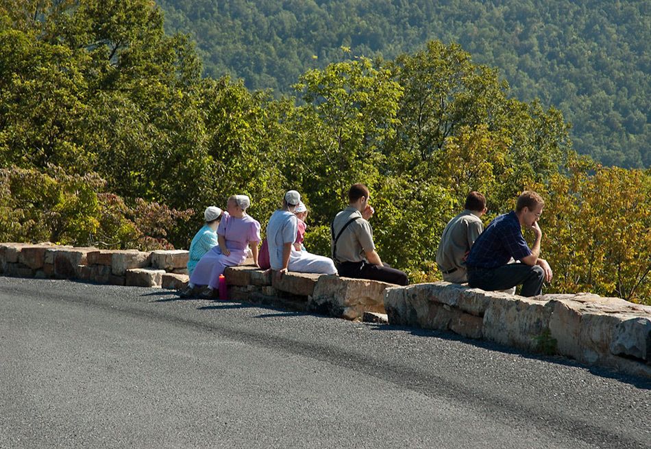 Young people resting on their hike, Appalacian trail.