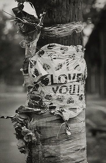 Artist: Helen StummerTitle: I Love You Telephone Pole Memorial, Bergen Street, Newark