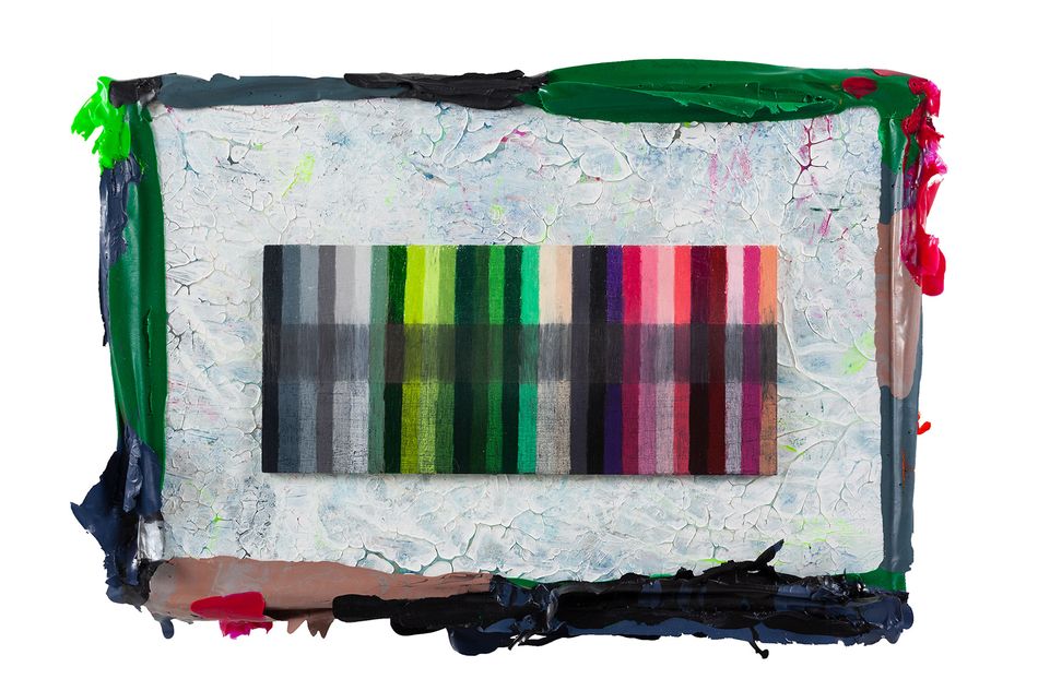 mixed media on birch wood panel 15 x 21 in. Chromatic Spectra 9.19.1