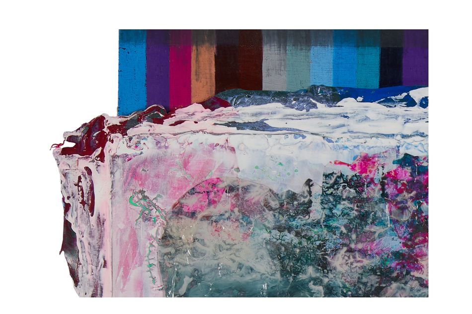 mixed media on wood panel 25.5 x 22.5 in. (detail) Chromatic Polymorphism - edge detail