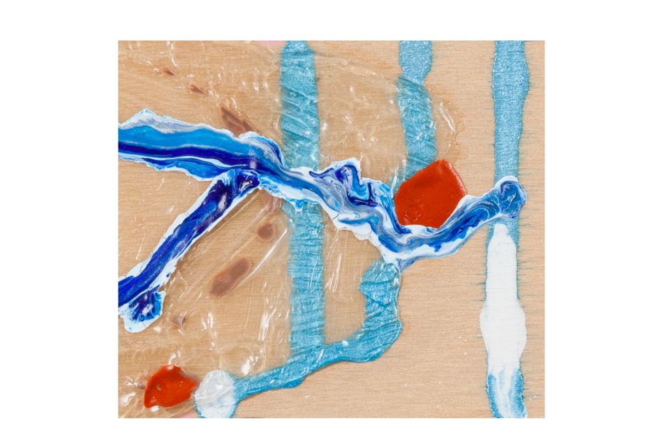 Detail of paint flow and layers on raw wood... Paint flows like a River