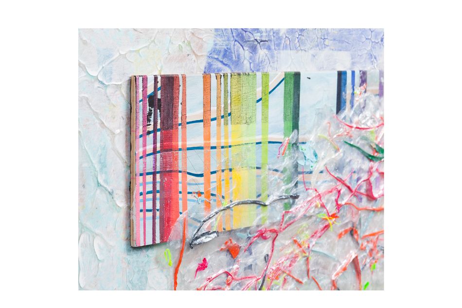 mixed media on birch wood panel 22 x 24.5 in (detail) Chromatic Spectra 3.19.2 - detail