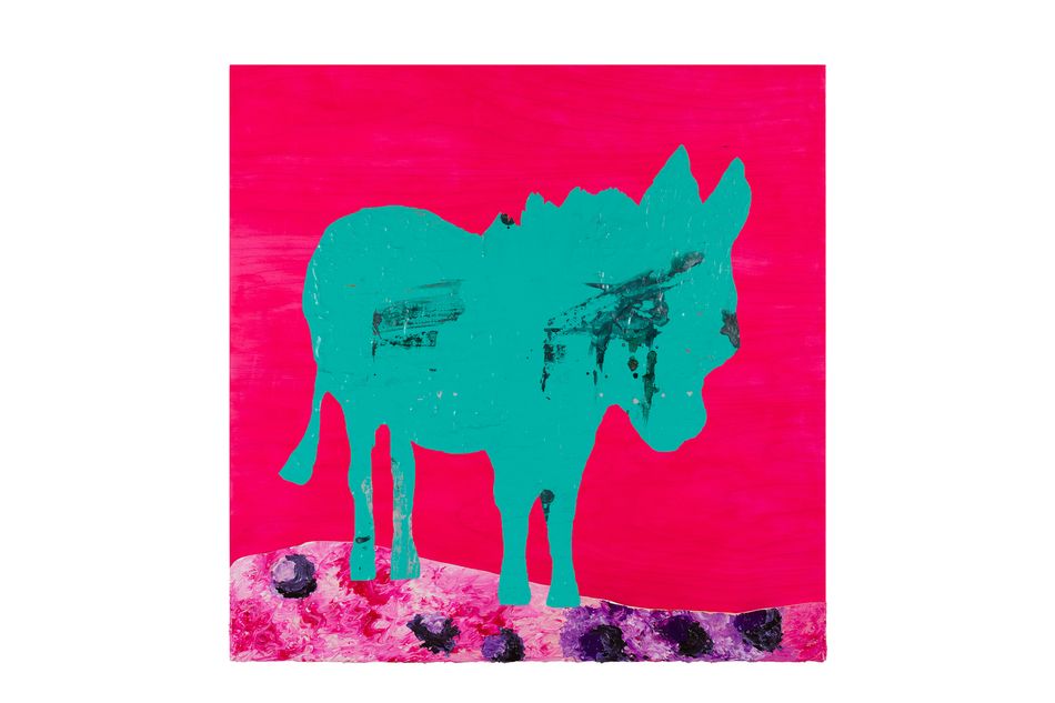 acrylic on birch wood panel 25 x 25 in. Approaching Ass