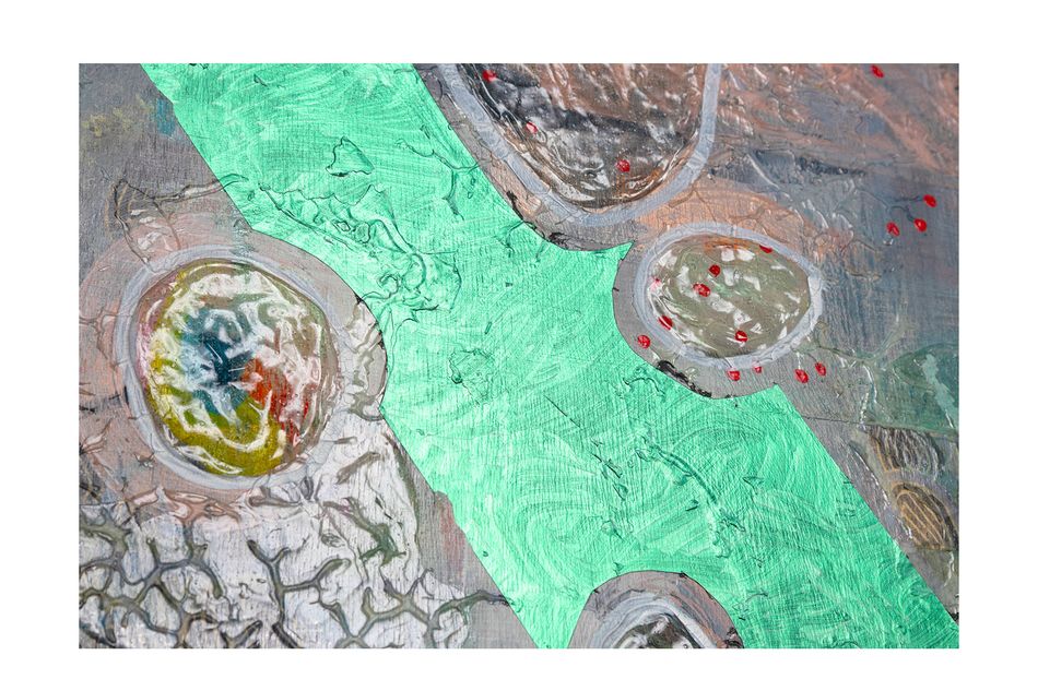 mixed media on birch panel 20 x 24 in. (detail) Multi-modular 4.19.2 - detail
