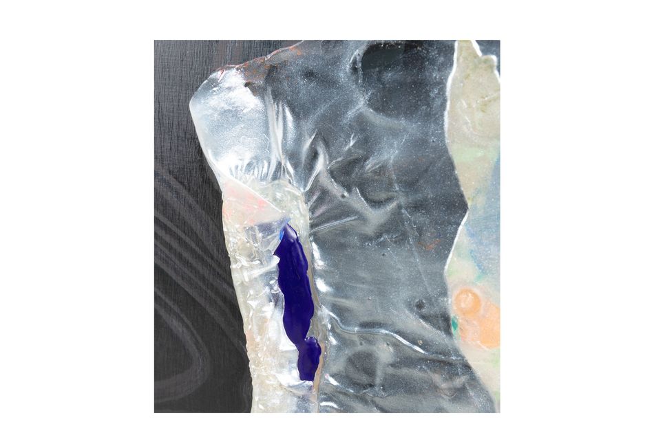 mixed media on birch wood panel 40 x 40 in. (detail) Lodged - detail