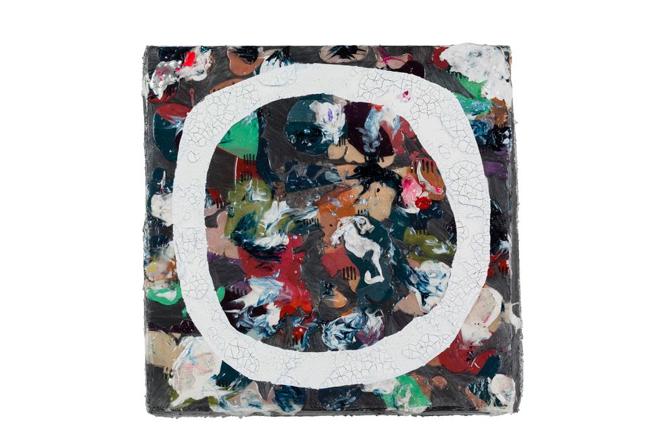 mixed media on birch wood panel 13 x 13 in. Circumscribe 2.18.2