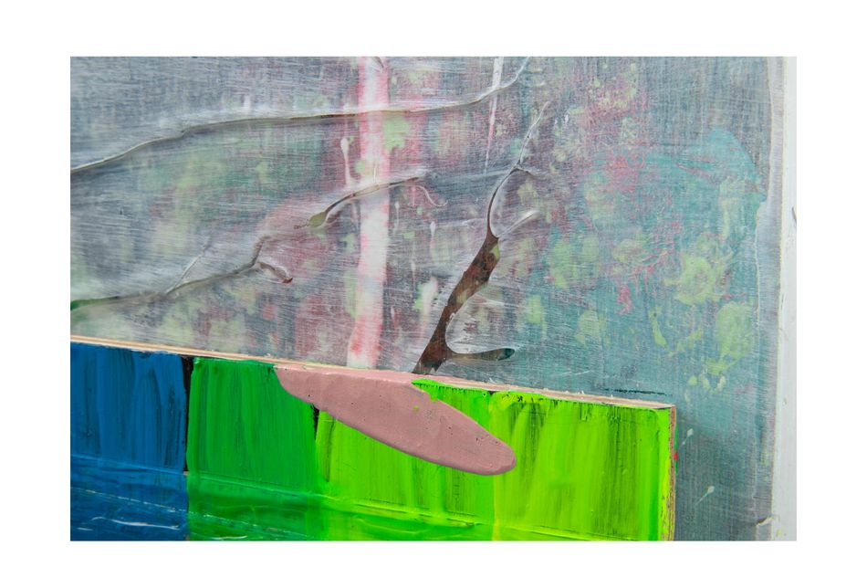 mixed media on birch wood panel 17 x 20.5 in. (detail) Chromatic Spectra 9.18.1 - detail