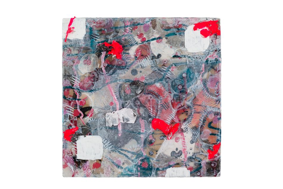 mixed media on birch panel 12 x 12 in. Symbiosis 10.17.1
