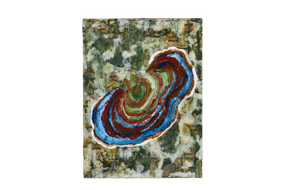 mixed media on birch panel 24 x 18 in. Symbiosis 8.17.1