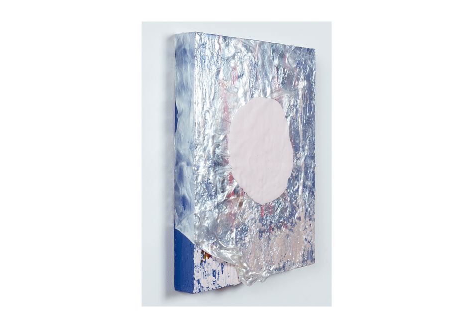 mixed media on birch wood panel 14.5 x 11 in. Lucent Matter 5.18.1 - side view
