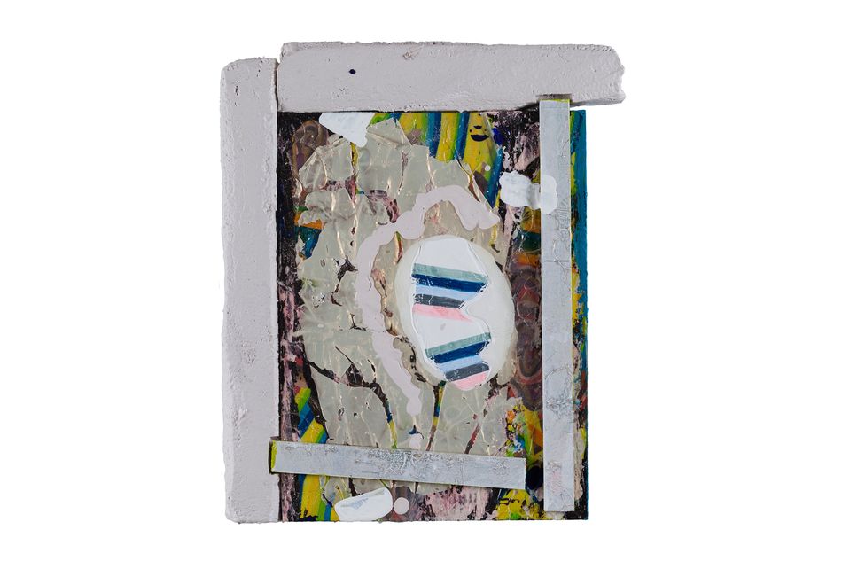 mixed media on wood panel 16 x 16 in. Fractionalized Henge