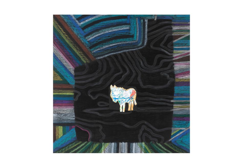 mixed media on birch wood panel 20 x 19.75 in. My Ass Is Content