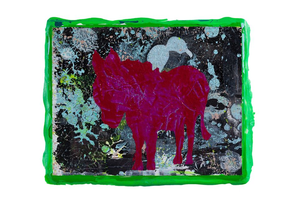 mixed media on panel 13 x 16 in. Cosmic Ass 9.19.1