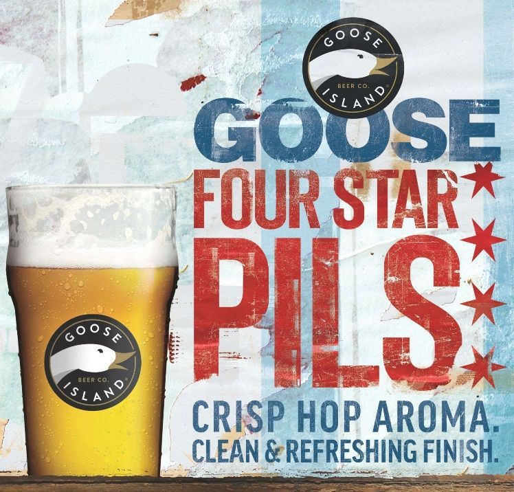 Goose Island Brewing, four star pils in pint glass ad