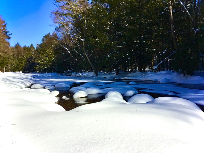 Boulders with snow and stream near Slide Mtn. Feb 6 2021.JPG