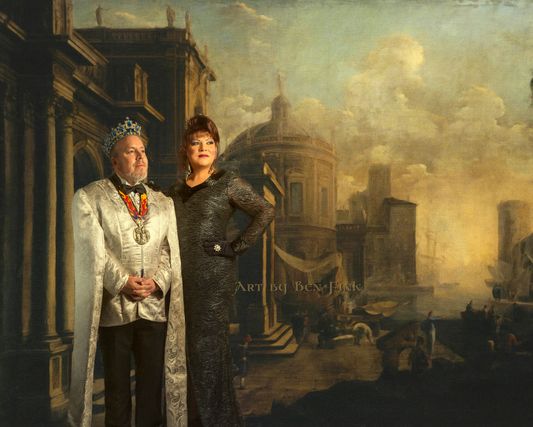 The legend of the Emerald Eye Phoenix, The midnight moon emperor of truth, loyalty and community, The Timeless and Elegant   Emperor XXXIX Ken Bazan. And The soul of Crystal A Cameo in Majestic purple Mountains An Onyx Peacock Empress,  The Timeless and Elegant  Empress Martini Monroe. Ken Bazan and Martini Monroe