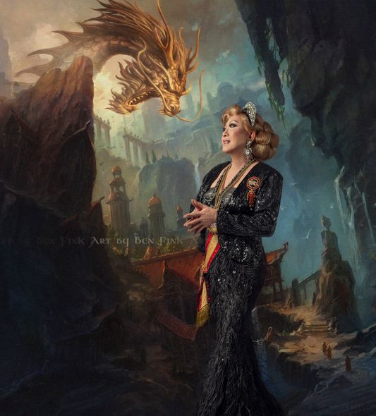 “Empress VII, The Celestial Dragon, New York, Coco LaChine” and now named The First in Line of Succession, Heir Queen Mother II. Art By Ben Fink. "Coco LaChine, And The Golden Dragon"