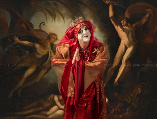 She is clearly doing her duty to hide all the nasty bits. HMSH Royal Grand Duchess 26 Heir Apparent to QM Sister Anni. Art By Ben Fink Sister Anni in Her Evening Prayer